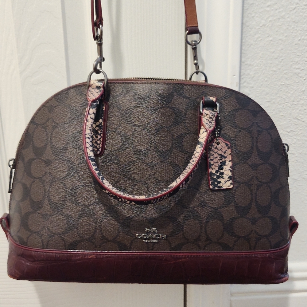 Authentic Coach Signature Exotic Mix Sierra Satchel purse